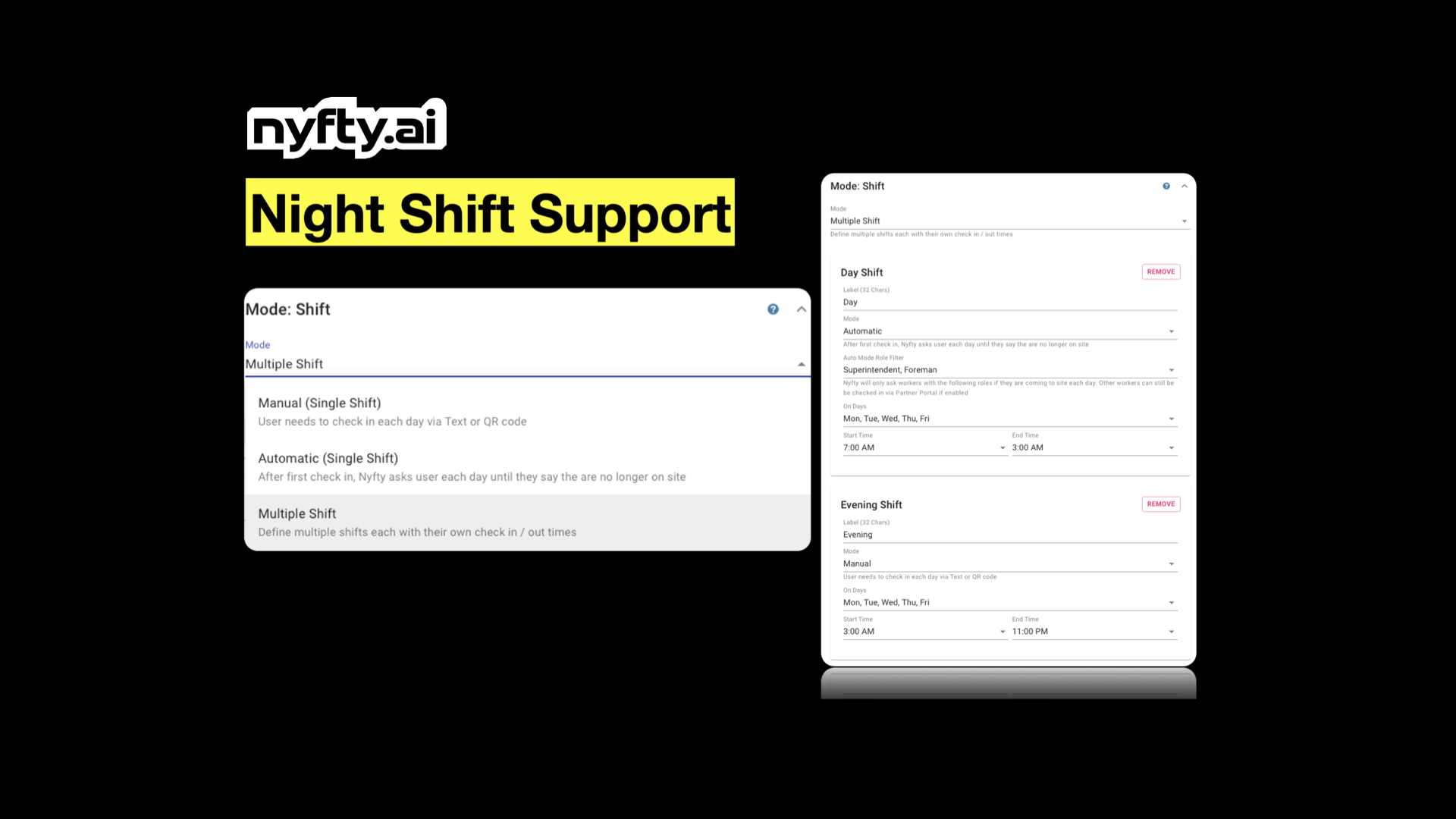 Night Shift Support for Construction Projects